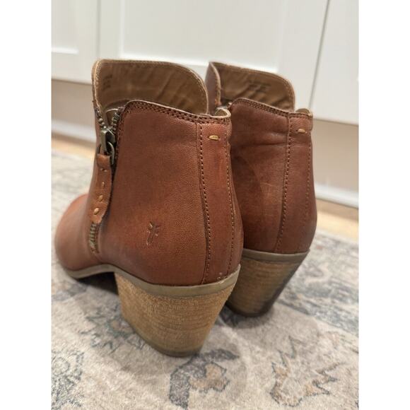 Frye Judith Whiskey Women’s Double Zip Ankle Booties Size 9 Brown Leather Boho - Picture 7 of 13